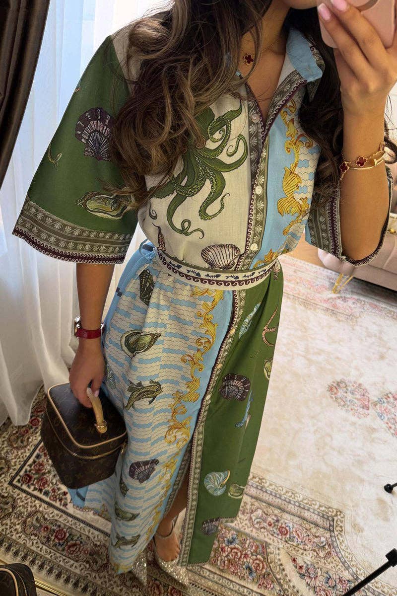 Floral Print Button-Up Shirt Dress