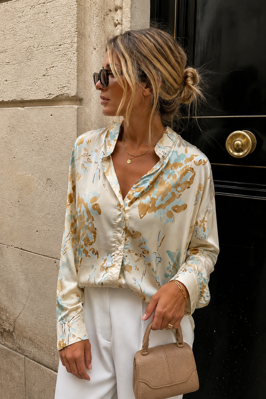 Flowing printed viscose shirt