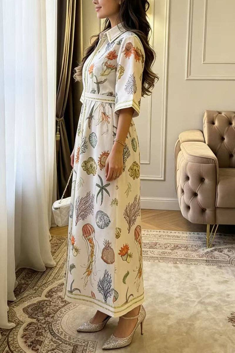 Floral Print Button-Up Shirt Dress