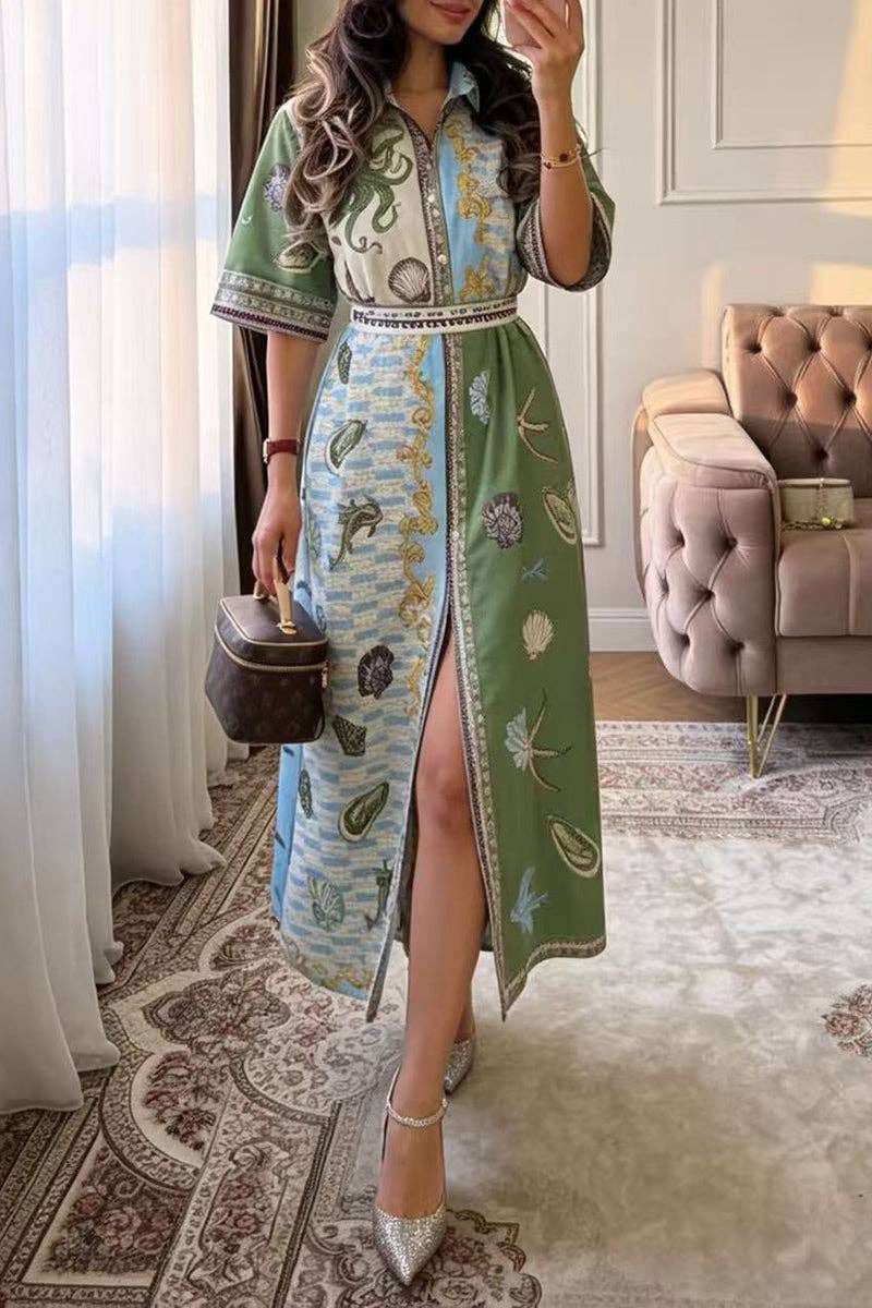 Floral Print Button-Up Shirt Dress