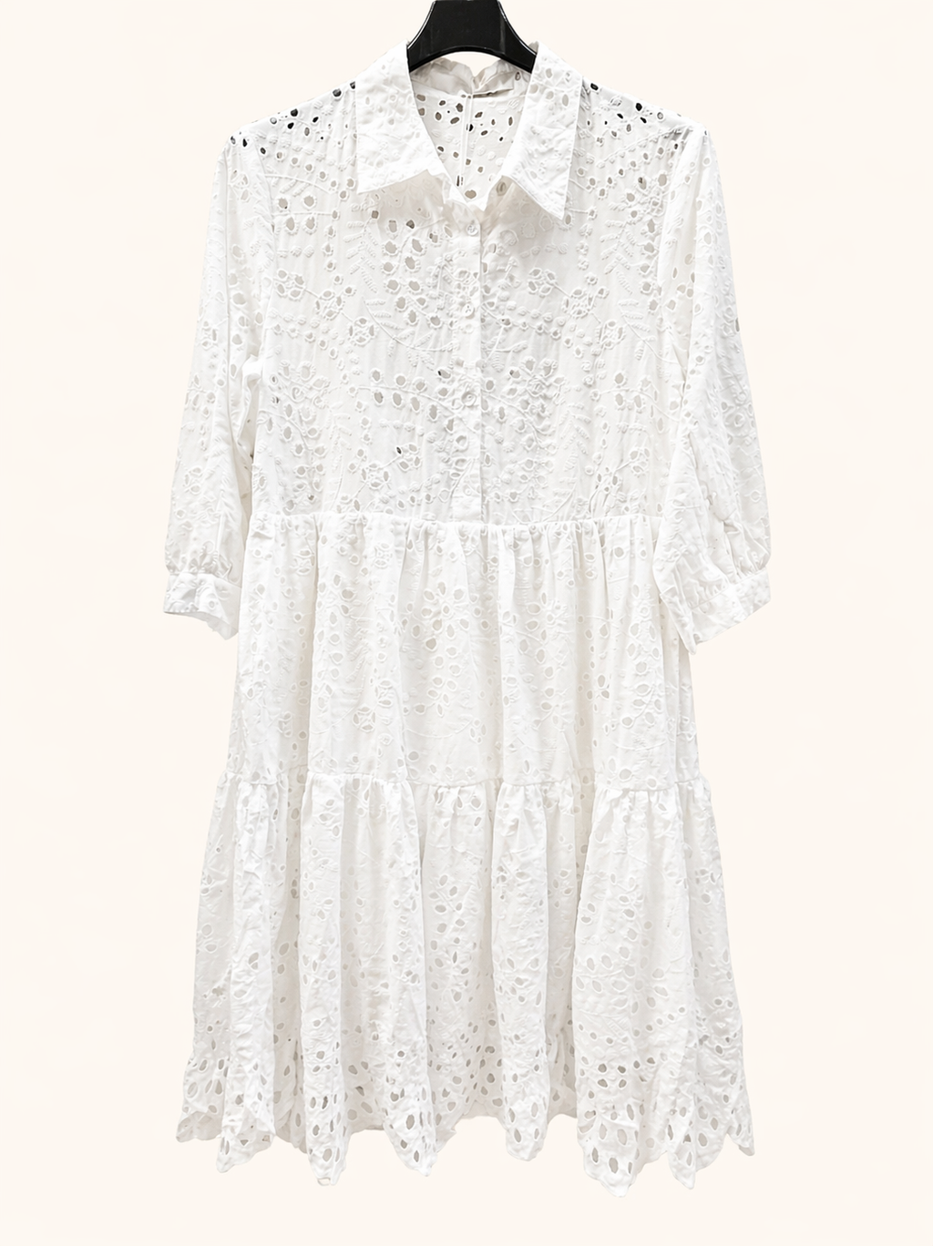 Short shirt dress in broderie anglaise