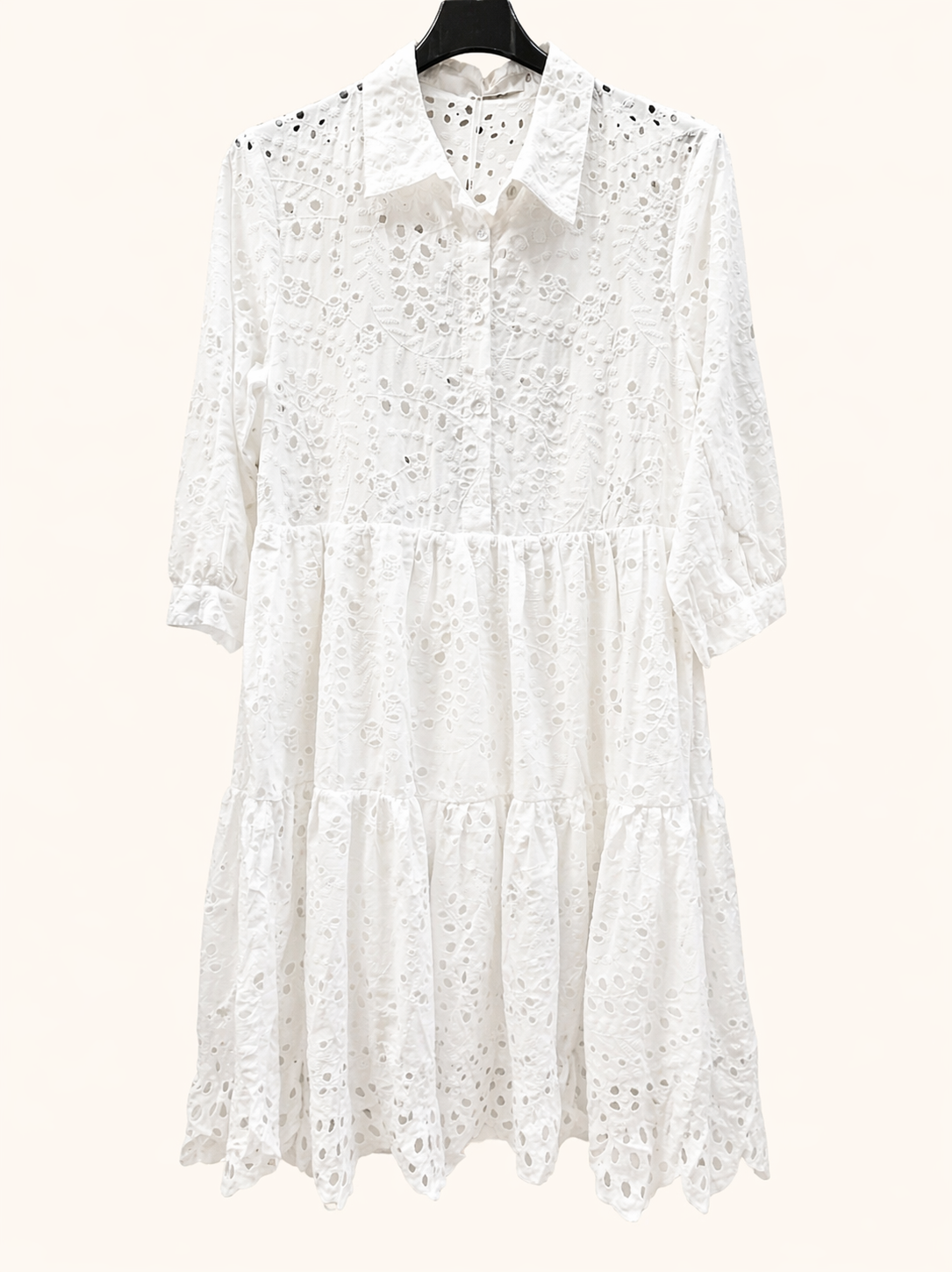 Short shirt dress in broderie anglaise